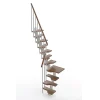 Matisere Escalier Quart Tournant<Escalier 1 quart tournant 10 marches - Hauteur à franchir de 2.21 à 2.61m - Largeur 61cm - Couleur noyer et gris -