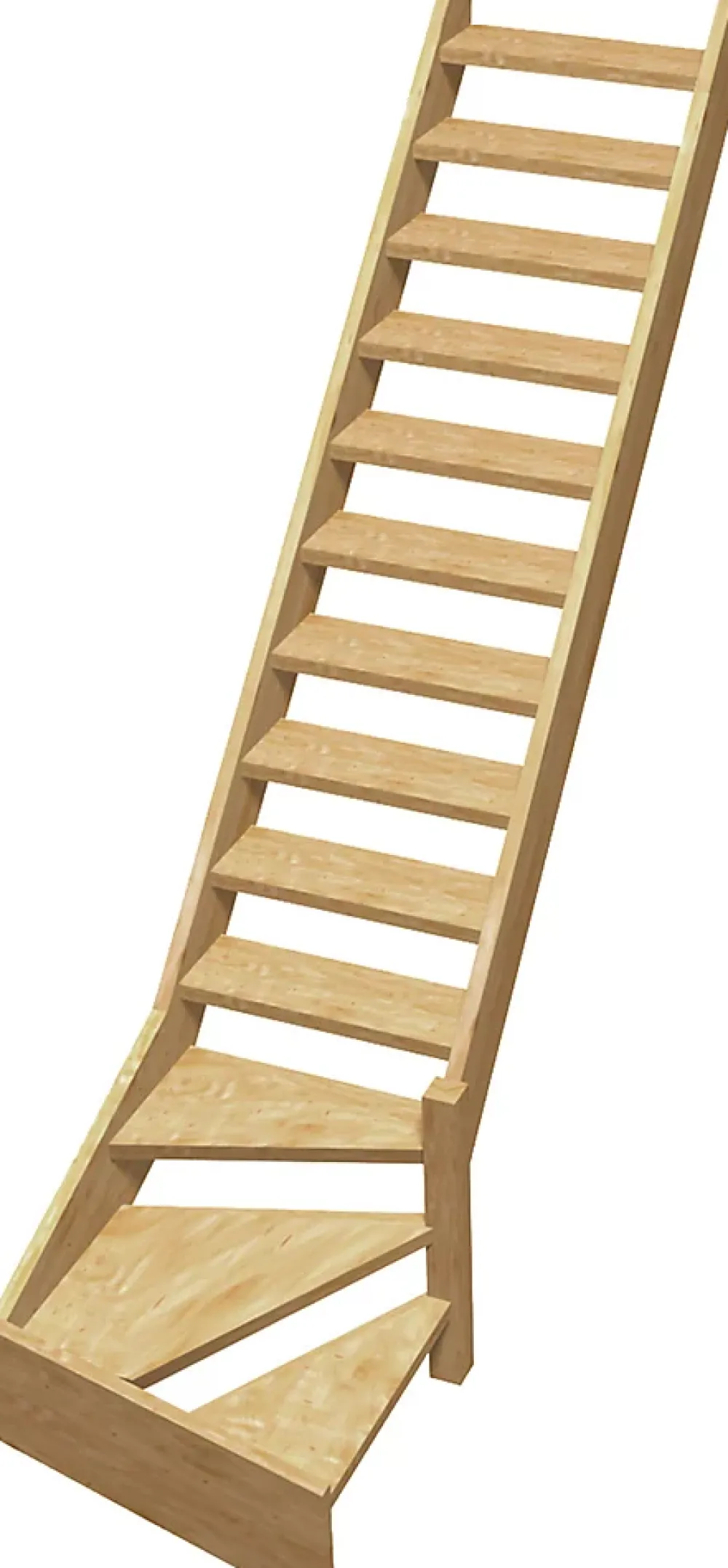 Escalier 1/4 tournant droit bois Normandie l.80 cm 13 marches sapin- Escalier Quart Tournant