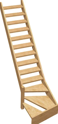 Escalier Quart Tournant<Escalier 1/4 tournant gauche bois Normandie l.80 cm 13 marches sapin