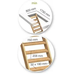 Escalier Quart Tournant<Escalier 1/4 tournant gauche bois Normandie l.80 cm 13 marches sapin