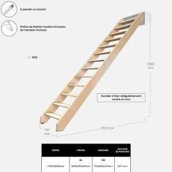 Kordo Escalier bois hêtre droit, Nostra- Escalier Droit