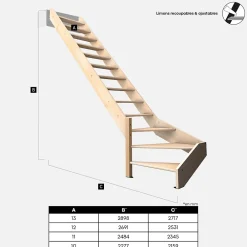 Kordo Escalier Quart Tournant<Escalier bois hêtre quart-tournant gauche avec garde-corps, Nostra