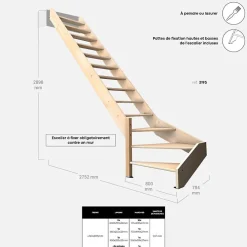 Kordo Escalier Quart Tournant<Escalier bois hêtre quart-tournant gauche, Nostra