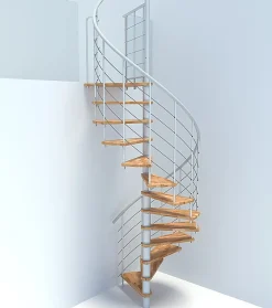 Matisere Escalier Colimaçon<Escalier colimaçon 15 marches - Diamètre 120cm - Hauteur à franchir 3.04 à 3.52m - Blanc et hêtre - VENE120-SBMNAT-15