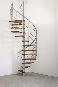 Matisere Escalier Colimaçon<Escalier colimaçon 13 marches - Diamètre 140cm - Hauteur à franchir 2.54 à 3.05m - Gris et Noyer - VENE140-SGMNOY-13