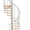 Matisere Escalier colimaçon 14 marches - Hauteur à franchir 2.75 à 3.29m - Structure grise et marche hêtre - Diamètre 100cm - VENE100/GH-14- Escalier Quart Tournant