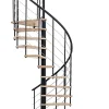 Matisere Escalier colimaçon 12 marches - Hauteur à franchir 2.34 à 2.82m - Structure noire et marche hêtre - Diamètre 100cm - VENE100/NH-12- Escalier Quart Tournant