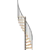 Matisere Escalier colimaçon 8 marches - Hauteur à franchir 1.71 à 2.12m - Structure grise et marche hêtre - Diamètre 140cm - SUON140/GH-8- Escalier Quart Tournant