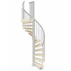 Matisere Escalier Colimaçon<Escalier colimaçon 12 marches - Hauteur à franchir 2.46 à 2.88m - Diamètre 138cm - Bois et blanc - Sens anti-horaire -