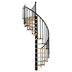 Matisere Escalier Colimaçon<Escalier colimaçon 12 marches - Hauteur à franchir 2.28 à 2.82m - Diamètre 120cm - Structure noire et marche hêtre - BERL120-NH/12