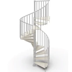 Matisere Escalier colimaçon 11 marches - Hauteur à franchir de 2.26m à 2.64m - Diamètre 1.05m - Structure blanche et marche blanchi -- Escalier Quart Tournant