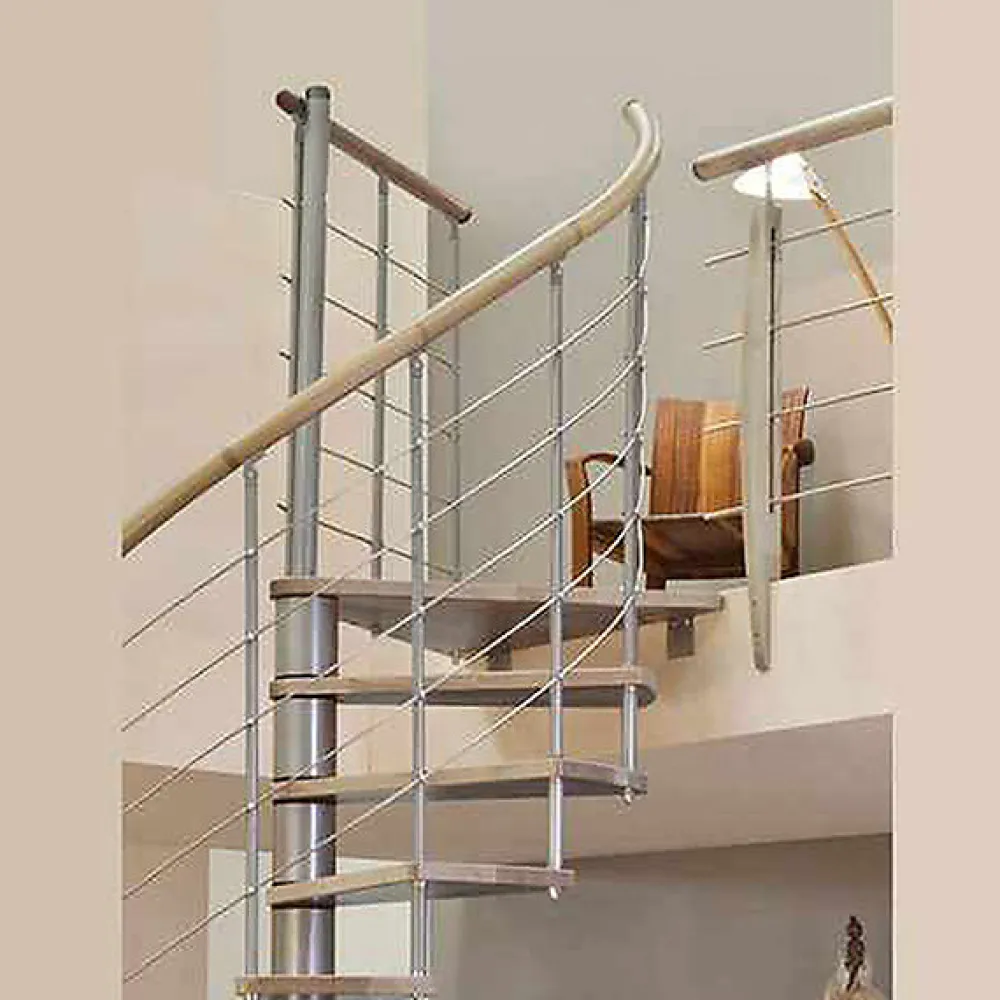 Matisere Escalier Colimaçon<Escalier colimaçon 15 marches - Diamètre 160cm - Hauteur à franchir 3.04 à 3.52m - Structure blanche et marche hêtre -
