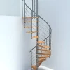 Matisere Escalier colimaçon 14 marches - Diamètre 160cm - Hauteur à franchir 2.75 à 3.29m - Structure grise et marche hêtre - VENE160/GH-14- Escalier Colimaçon