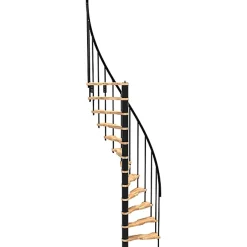 Matisere Escalier Quart Tournant<Escalier colimaçon 8 marches - Hauteur à franchir 1.71 à 2.12m - Structure noire et marche hêtre - Diamètre 140cm - SUON140/NH-8