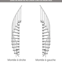Matisere Escalier colimaçon 8 marches - Hauteur à franchir 1.71 à 2.12m - Structure blanche et marche hêtre - Diamètre 140cm - SUON140/BH-8- Escalier Quart Tournant