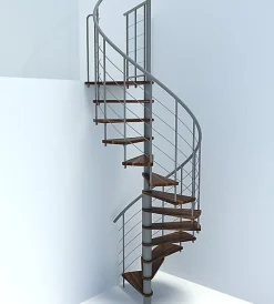 Matisere Escalier Colimaçon<Escalier colimaçon 15 marches - Diamètre 140cm - Hauteur à franchir 3.04 à 3.52m - Gris et Noyer - VENE140-SGMNOY-15