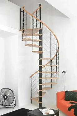 Matisere Escalier Quart Tournant<Escalier colimaçon 14 marches - Hauteur à franchir 2.75 à 3.29m - Structure noire et marche hêtre - Diamètre 100cm - VENE100/NH-14
