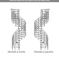 Matisere Escalier Colimaçon<Escalier colimaçon 10 marches - Diamètre 120cm - Hauteur à franchir 1.95 à 2.35m - Gris et hêtre - VENE120-SGMNAT-10