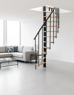 Matisere Escalier Quart Tournant<Escalier colimaçon 12 marches - Hauteur à franchir 2.47 à 3.05m - Structure noire et marche hêtre - Diamètre 120cm - SUON120/NH-12