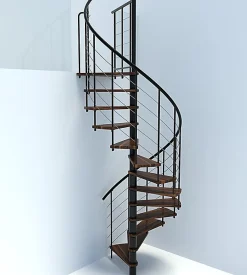 Matisere Escalier Colimaçon<Escalier colimaçon 13 marches - Diamètre 160cm - Hauteur à franchir 2.54 à 3.05m - Structure noire et marche noyer - VENE160/NN-13