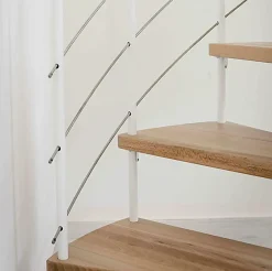 Matisere Escalier colimaçon 10 marches - Hauteur à franchir 1.95 à 2.35m - Structure grise et marche hêtre - Diamètre 100cm - VENE100/GH-10- Escalier Quart Tournant