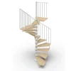 Matisere Escalier colimaçon 12 marches - Haut. à franchir 2.46 à 2.88m - Diam. 120cm - Trémie carrée - Struct. blanche / marches naturel -- Escalier Colimaçon