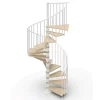 Matisere Escalier colimaçon 10 marches - Haut. à franchir 2.05 à 2.40m - Diam. 140cm - Struct. blanche et marche naturel - Trémie ronde -- Escalier Colimaçon