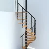 Matisere Escalier colimaçon 10 marches - Diamètre 140cm - Hauteur à franchir 1.95 à 2.35m - Noir et hêtre - VENE140-SNMNAT-10- Escalier Colimaçon