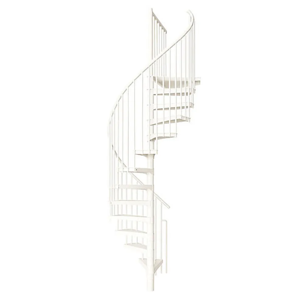 Matisere Escalier Colimaçon<Escalier colimaçon métal 9 marches - Hauteur à franchir 1.71 à 2.12m - Diamètre 120cm - Structure blanche et marche blanche -