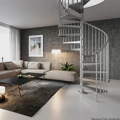 Matisere Escalier colimaçon métal 13 marches - Hauteur à franchir 2.73 à 2.99m - Diamètre 120cm - Gris - GAMIA120/GG-13- Escalier Colimaçon