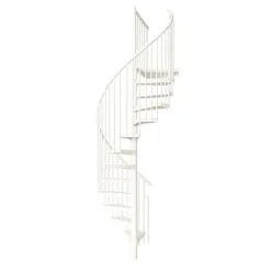 Matisere Escalier colimaçon métal 13 marches - Hauteur à franchir 2.47 à 3.05m - Diamètre 120cm - Structure blanche et marche blanche -- Escalier Colimaçon
