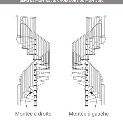 Matisere Escalier Colimaçon<Escalier colimaçon métal 11 marches - Hauteur à franchir 2.09 à 2.59m - Diamètre 160cm - Noir - RONDO160-NN-11