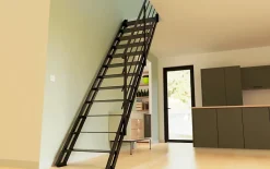 Alumin'home Escalier Droit<Escalier d'atelier droit Valencia 12 marches rampe en acier et marche en métal l.2.92 m