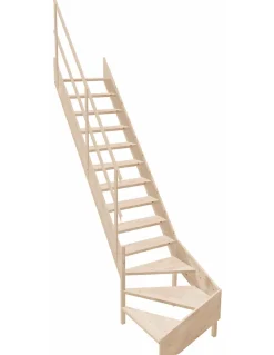 Woodup Escalier Quart Tournant<Escalier de Meunier en Kit AZET en Sapin Quart tournant compact