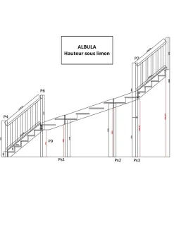 Woodup Escalier Double Quart Tournant Sapin Albula 288 Cm Tournant Gauche Avec Contremarches Hêtre LC H Sol Sol 288 Cm- Escalier Quart Tournant