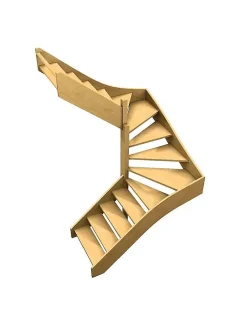Woodup Escalier Double Quart Tournant Sapin Albula 288 Cm Tournant Gauche Sans Contremarche Hêtre LC H Sol Sol 288 Cm- Escalier Quart Tournant