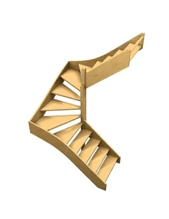 Woodup Escalier Double Quart Tournant Sapin Albula 288 Cm Tournant Droite Sans Contremarche Hêtre LC H Sol Sol 288 Cm- Escalier Quart Tournant