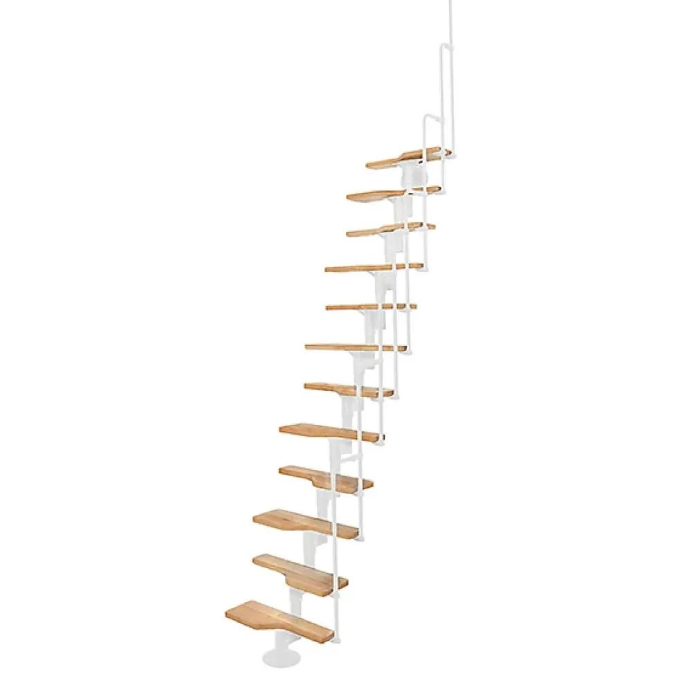 Matisere Escalier Droit<Escalier droit 10 marches - Hauteur à franchir 1.89 à 2.49m - Blanc et hêtre - TWISTER60-I-BH-10