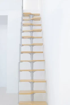 Matisere Escalier Droit<Escalier droit 10 marches - Hauteur à franchir 1.89 à 2.49m - Blanc et hêtre - TWISTER60-I-BH-10