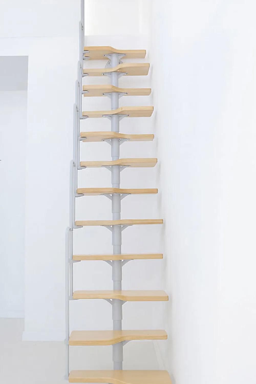 Matisere Escalier Droit<Escalier droit 10 marches - Hauteur à franchir 1.89 à 2.49m - Blanc et hêtre - TWISTER60-I-BH-10