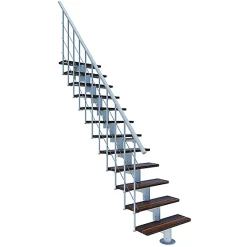 Matisere Escalier droit 8 marches - Hauteur à franchir 1.85 à 2.16m - Largeur 80cm - Structure blanche et marche noyer - COMFO80/I/BN-8- Escalier Droit