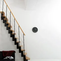 Matisere Escalier Droit<Escalier droit 10 marches - Hauteur à franchir 2.09 à 2.29m - Largeur 65cm - Structure blanche et marche hêtre - QUATR65/I-BB-10