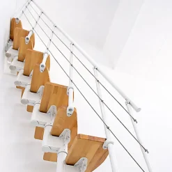 Matisere Escalier Droit<Escalier droit 11 marches - Hauteur à franchir 2.06 à 2.70m - Largeur 65cm - Structure blanche et marche hêtre - NIZZA60/I/BN-11