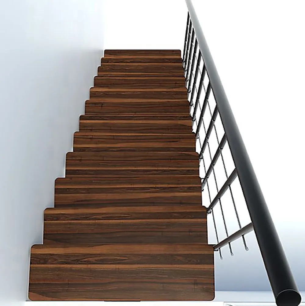 Matisere Escalier droit 11 marches - Hauteur à franchir 2.41 à 2.88m - Largeur 80cm - Structure noire et marche noyer - COMFO80/I/NN-11- Escalier Droit