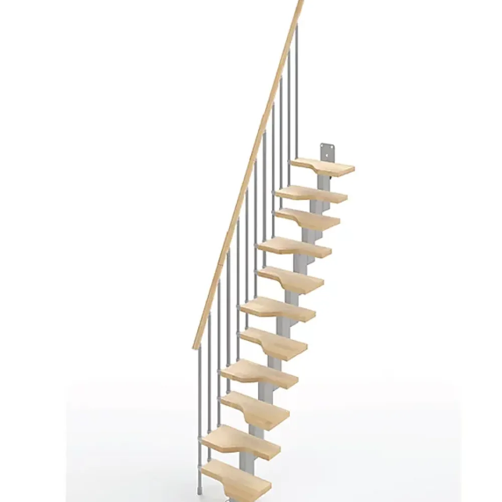 Matisere Escalier Droit<Escalier droit 13 marches - Hauteur à franchir de 2.81 à 3.33m - Largeur 61cm - Couleur naturel et blanc - MINI61/I/SGMNAT-13