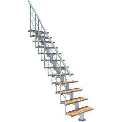 Matisere Escalier Droit<Escalier droit 14 marches - Hauteur à franchir 2.97 à 3.60m - Largeur 80cm - Structure blanche et marche hêtre - COMFO80/I/BB-14
