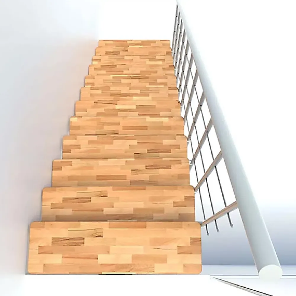 Matisere Escalier Droit<Escalier droit 14 marches - Hauteur à franchir 2.97 à 3.60m - Largeur 80cm - Structure blanche et marche hêtre - COMFO80/I/BB-14