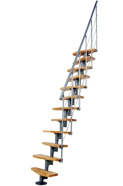 Matisere Escalier Droit<Escalier droit 13 marches - Hauteur à franchir 2.41 à 3.17m - Largeur 65cm - Structure grise et marche hêtre - NIZZA60/I/GH-13