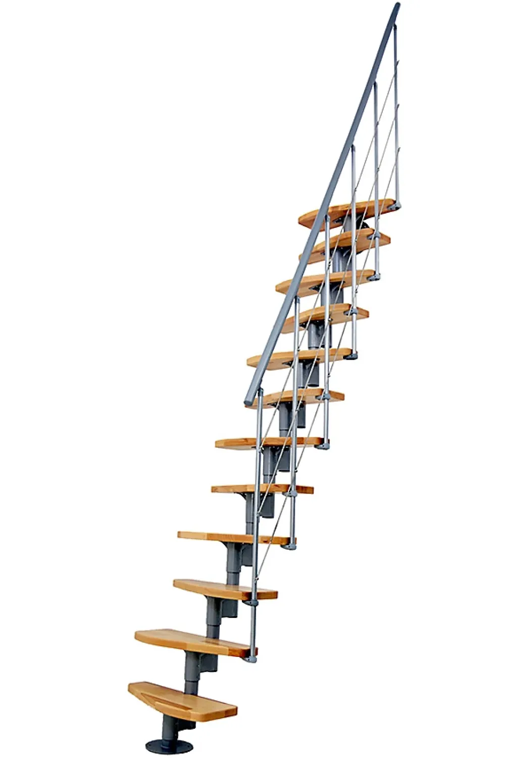 Matisere Escalier Droit<Escalier droit 13 marches - Hauteur à franchir 2.41 à 3.17m - Largeur 65cm - Structure grise et marche hêtre - NIZZA60/I/GH-13