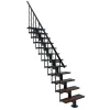 Matisere Escalier droit 12 marches - Hauteur à franchir 2.59 à 3.12m - Largeur 80cm - Structure noire et marche noyer - COMFO80/I/NN-12- Escalier Droit